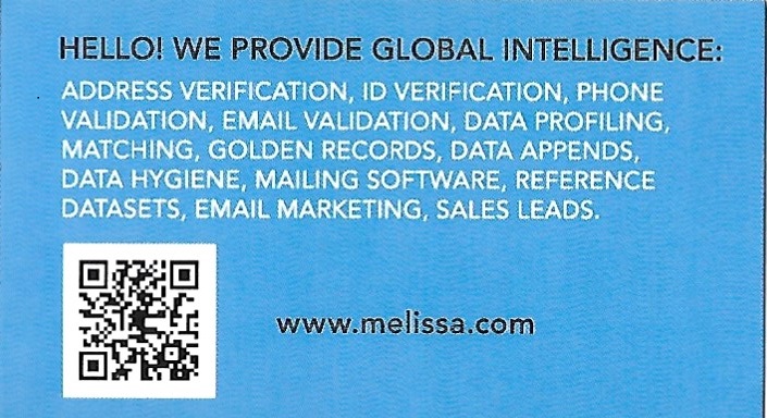 Example of a QR code call-to-action on a business card for a company that provides background check services